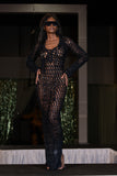 The Faux Leather Crochet Maxi Dress