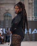 The Faux Leather Crochet Maxi Dress