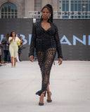 The Faux Leather Crochet Maxi Dress